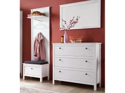 Espejo de pared rectangular de melamina blanca Leone