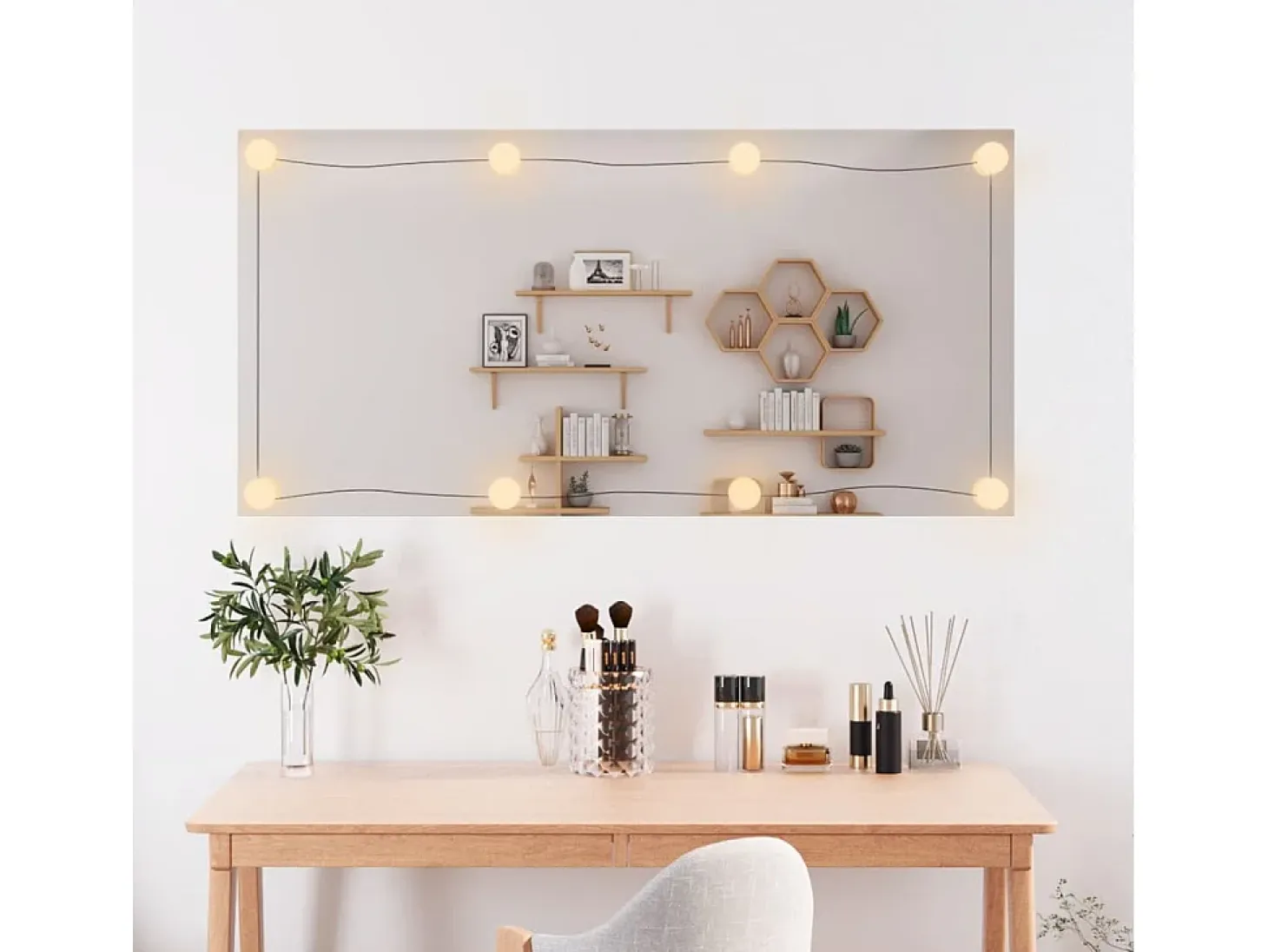 Espejo de pared rectangular con luces LED vidrio 50x100 cm ES802034