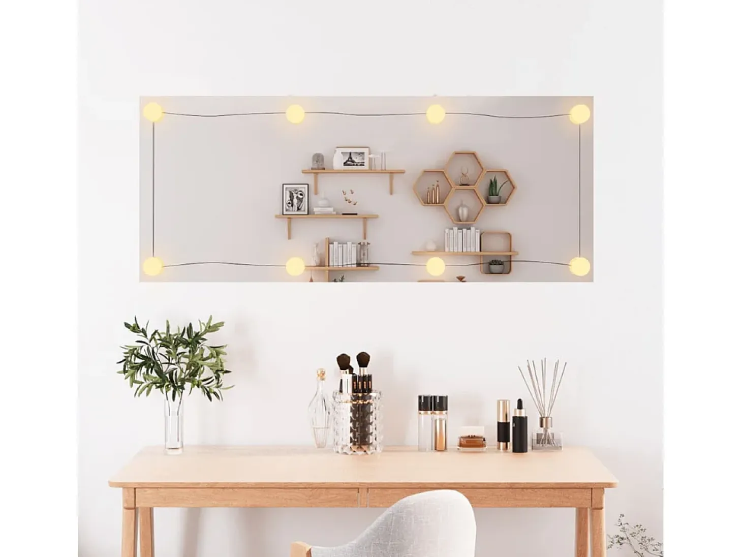 Espejo de pared rectangular con luces LED vidrio 40x100 cm ES462610