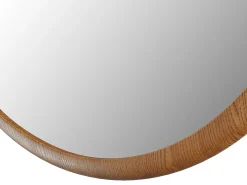 Espejo de pared redondo con estructura orgánica de madera - D. 60 cm - Natural - FUJIAN
