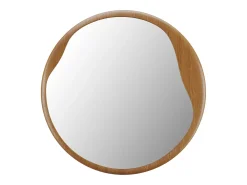 Espejo de pared redondo con estructura orgánica de madera - D. 60 cm - Natural - FUJIAN