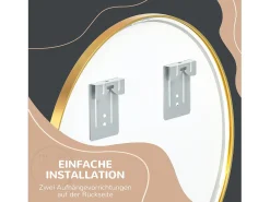 Espejo de pared redondo con función memoria, aluminio, dorado, IP44 (50x2x50cm)