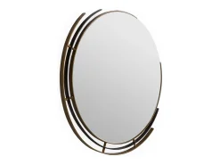 Espejo de pared redondo MAXIMUS de metal dorado antiguo y negro – Ø 81 cm
