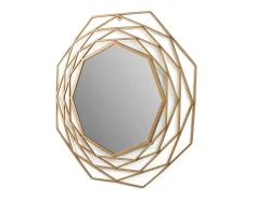 Espejo de pared redondo moderno KORZA de metal dorado – Ø 81 cm