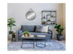 Espejo de pared redondo TRAPANI de metal negro – Ø 60 cm