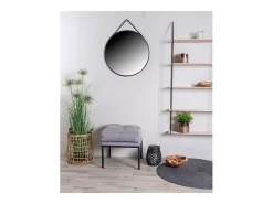 Espejo de pared redondo TRAPANI de metal negro – Ø 60 cm