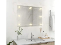 Espejo de pared sin marco con luces LED rectangular de vidrio ES156739
