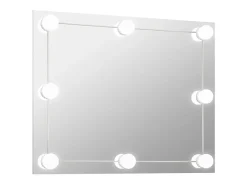 Espejo de pared sin marco con luces LED rectangular de vidrio ES171337
