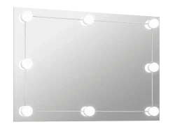 Espejo de pared sin marco con luces LED rectangular de vidrio ES666990
