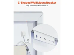 Espejo de Pared SucceBuy, 50 x 70 cm, Espejo de Baño LED, Montaje en Pared, Antiniebla, 3 Colores de Temperatura Ajustables