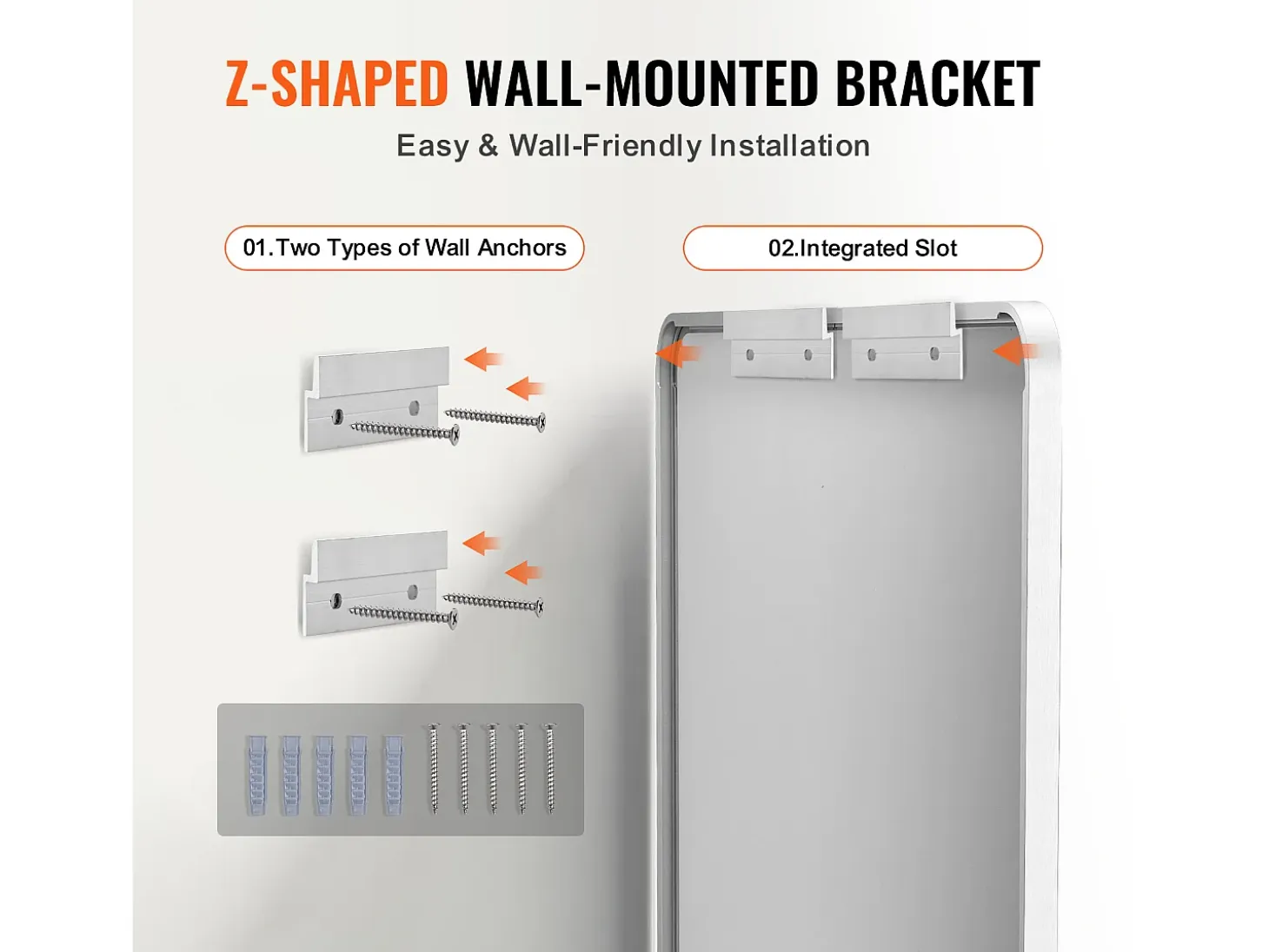 Espejo de Pared SucceBuy, 91,5 x 91,5 cm, Plata, Espejo Resistente a Rayones con Soporte en Forma de Z, con Contornos en Aleación de Aluminio