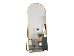 Espejo de pie - Marco de metal - 180 x 80 cm - Arqueado - Para salón o vestidor - Dorado
