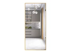 Espejo de pie - Marco de metal - 180 x 80 cm - Rectangular - Para salón o vestidor - Dorado