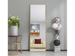 Espejo de pie - Marco de metal - 162 x 53 cm - Ángulo de inclinación ajustable - Para salón o vestidor