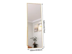 Espejo de pie - Marco de metal - 162 x 53 cm - Ángulo de inclinación ajustable - Para salón o vestidor