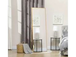 Espejo de pie 177 x 77 cm - espejo autoportante, se puede colgar o apoyar en la pared - espejo de pie grande - dorado