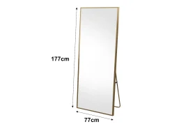 Espejo de pie 177 x 77 cm - espejo autoportante, se puede colgar o apoyar en la pared - espejo de pie grande - dorado