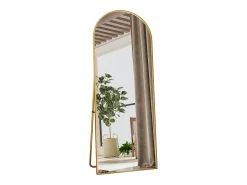Espejo de pie arqueado, 165 x 60 cm, con marco de metal, espejo de cuerpo entero, espejo de pared, para sala de estar o vestidor - Dorado