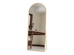 Espejo de pie arqueado, 165 x 60 cm, con marco de metal, espejo de cuerpo entero, espejo de pared, para sala de estar o vestidor - Dorado