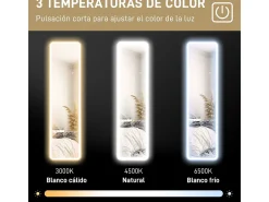 Espejo de pie Atlantis Homcom luz LED ajustable negro 150x40 cm
