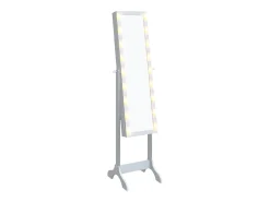 Espejo de pie blanco con LED blanco 34x37x146 cm