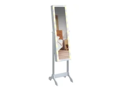 Espejo de pie blanco con LED blanco 34x37x146 cm