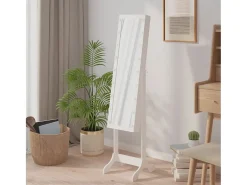 Espejo de pie blanco con LED blanco 34x37x146 cm