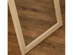 Espejo de pie con consola efecto madera, marco de MDF, color plata y madera clara (40x35x147cm)