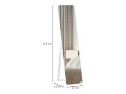 Espejo de pie con marco plegable, espejo de maquillaje estable, para montar en la pared o de pie, madera, blanco (37x43x156 cm)