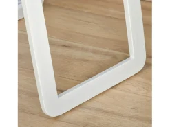 Espejo de pie con marco plegable, espejo de maquillaje estable, para montar en la pared o de pie, madera, blanco (37x43x156 cm)