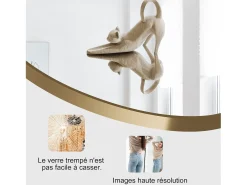 Espejo de pie curvo 177 x 77 cm - marco de aleación de aluminio - vidrio templado - tamaño grande - dorado