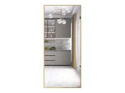 Espejo de pie de 180 x 80 cm, marco de aluminio dorado, espejo de pared moderno para colocar de pie o colgar