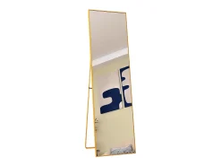 Espejo de pie de 140 x 40 cm, marco de aluminio dorado, espejo de pared moderno para colocar de pie o colgar