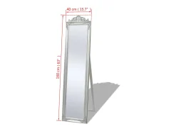 Espejo de pie estilo barroco 160x40 cm Plata