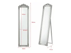 Espejo de pie inclinable 160 x 40 cm plateado 03_0007960