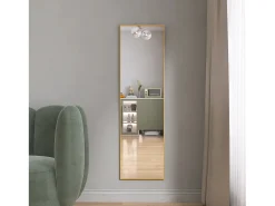 Espejo de pie rectangular con marco de metal HD Espejo de pie grande para sala de estar, dormitorio y vestidor Espejo dorado 140x40cm