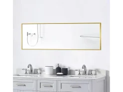 Espejo de pie rectangular con marco de metal HD Espejo de pie grande para sala de estar, dormitorio y vestidor Espejo dorado 150x40cm