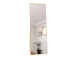 Espejo de pie rectangular con marco de metal HD Espejo de pie grande para sala de estar, dormitorio y vestidor Espejo dorado 165x60cm