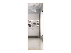 Espejo de pie rectangular con marco de metal HD Espejo de pie grande para sala de estar, dormitorio y vestidor Espejo dorado 165x60cm