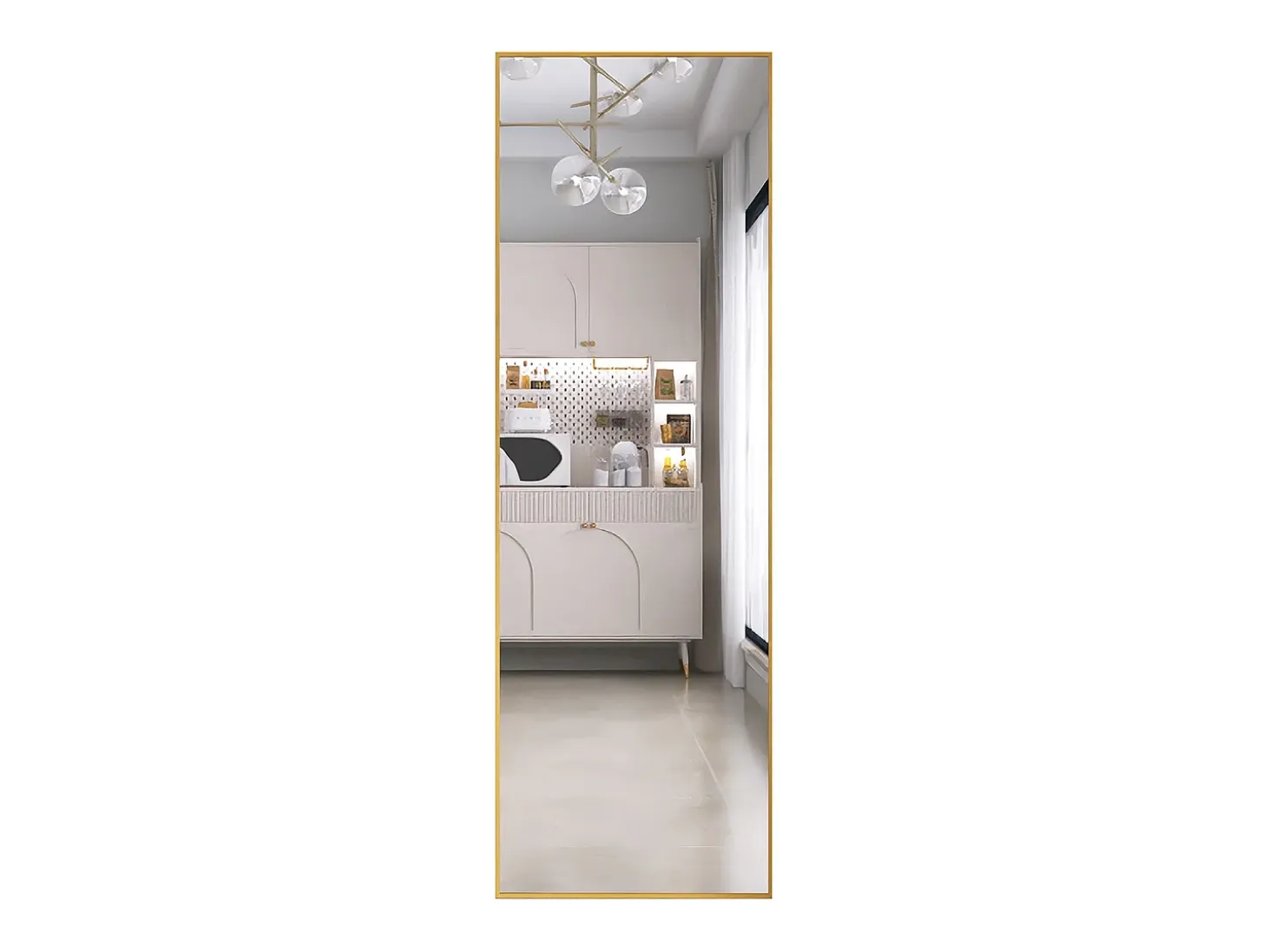 Espejo de pie rectangular con marco de metal HD Espejo de pie grande para sala de estar, dormitorio y vestidor Espejo dorado 165x60cm