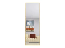 Espejo de pie rectangular con marco de metal HD Espejo de pie grande para sala de estar, dormitorio y vestidor Espejo dorado 165x60cm