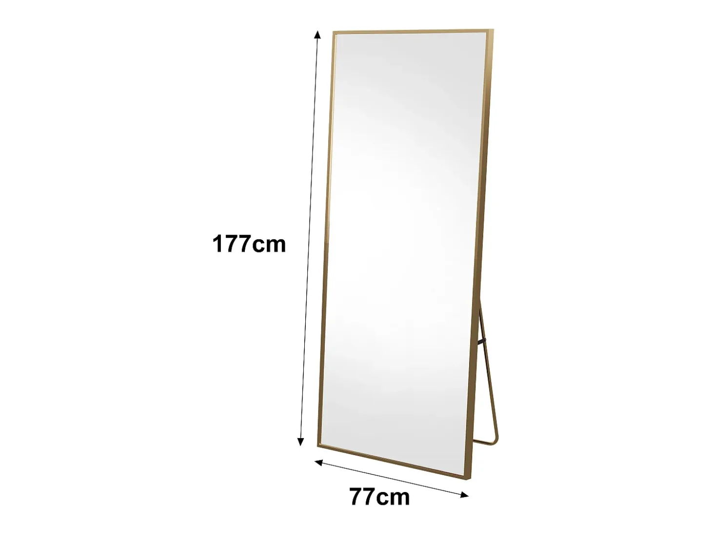 Espejo de pie rectangular 177×77 cm con marco dorado – Diseño minimalista y moderno