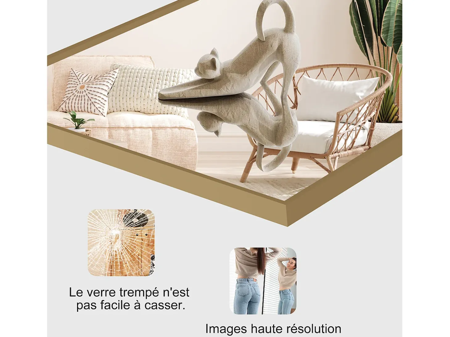Espejo de pie rectangular 174×63 cm con marco dorado – Diseño minimalista y moderno