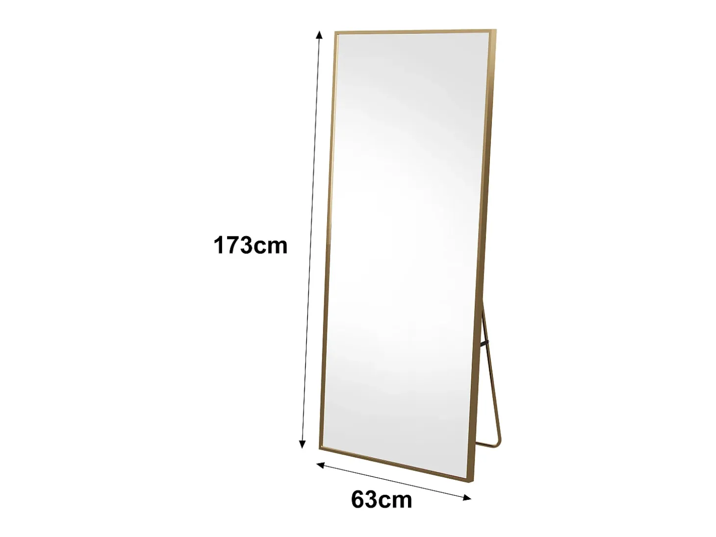 Espejo de pie rectangular 174×63 cm con marco dorado – Diseño minimalista y moderno