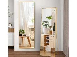 Espejo de pie rectangular 164×54 cm con marco dorado – Diseño minimalista y moderno