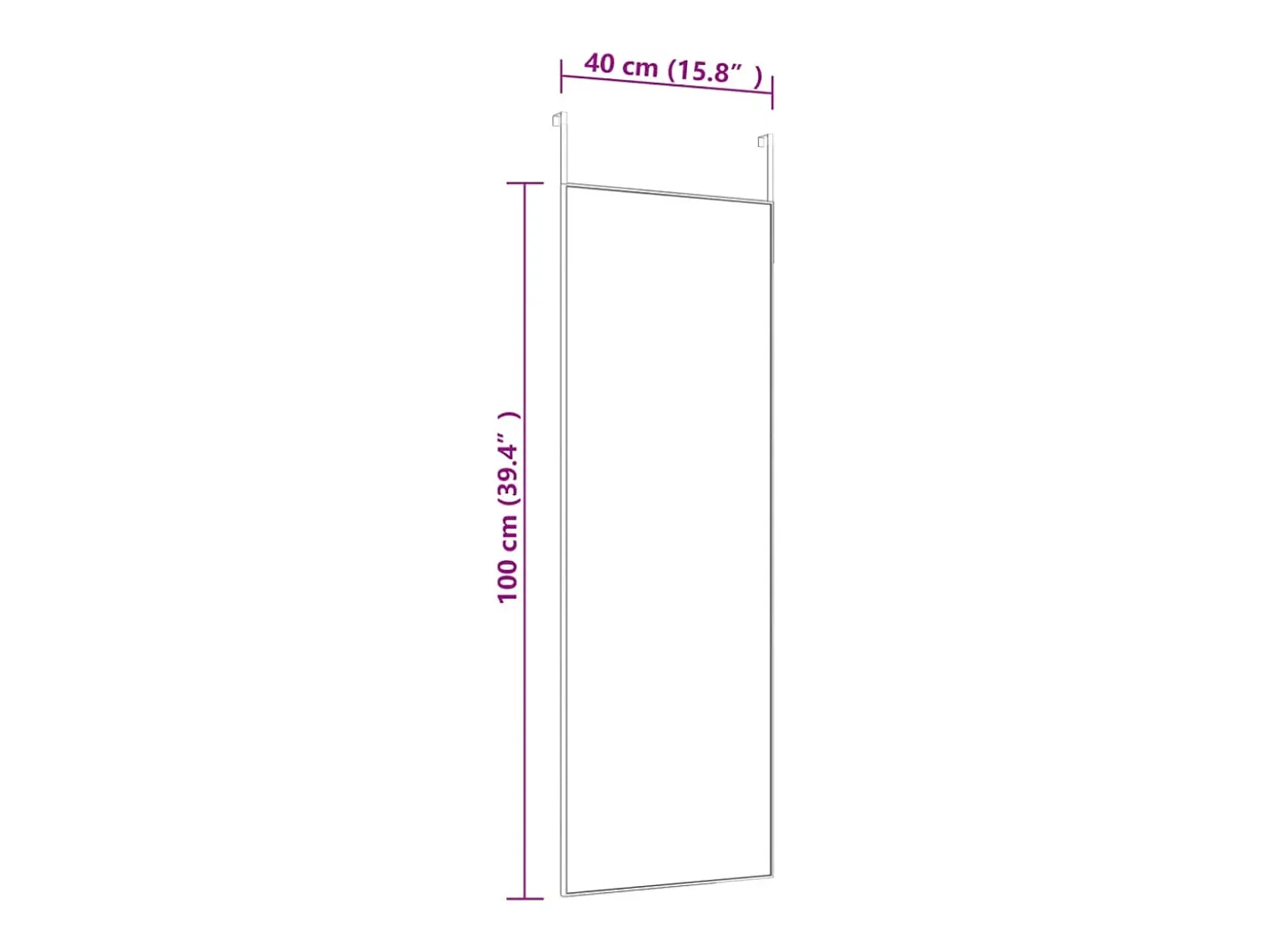 Espejo de puerta dorado 40x100 cm Cristal y aluminio