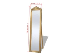 Espejo de suelo estilo barroco 160x40 cm Dorado