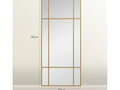 Espejo decorativo con marco de metal, diseño rectangular, dorado (110x50x2 cm)
