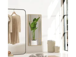 Espejo decorativo con marco de metal, diseño rectangular, dorado (110x50x2 cm)