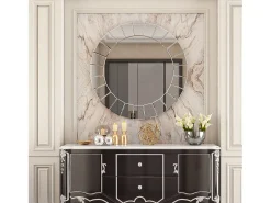 Espejo decorativo de pared grande, espejo ovalado grande, diseño de espejo decorativo para entrada de baño, 81 x 63 cm